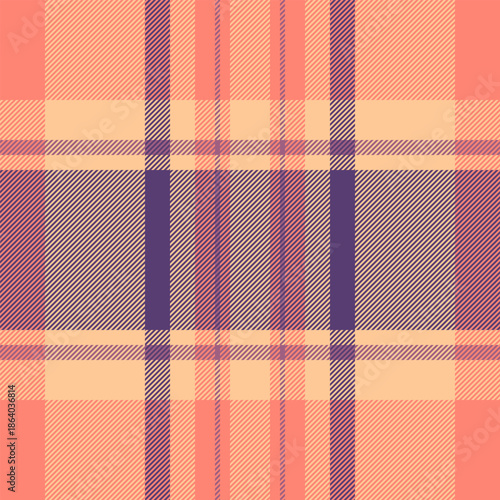 Production vector plaid tartan, improvement seamless texture check. Faded background textile pattern fabric in orange and salmon colors.