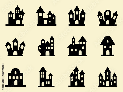 Halloween Haunted House Icon Collection
