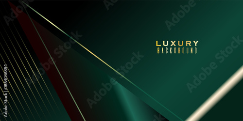 Abstract  green luxury background with golden wave lines decoration. Modern graphic design . eps10, web