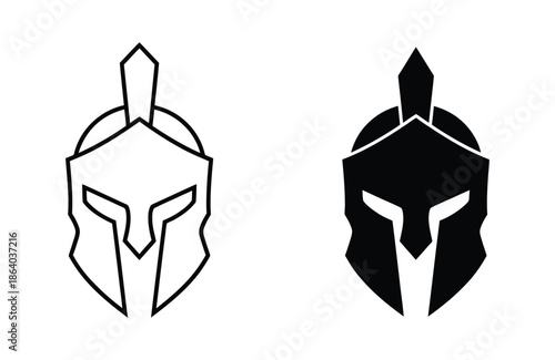  helmet of the Spartan warrior symbol, emblem. spartan and gladiator helmet logo icon designs vector. Spartan helmets for warrior concepts. Spartan helmet logo.