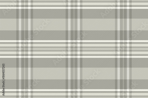 Stitched check plaid fabric, square pattern tartan vector. Rug textile texture background seamless in white and medium gray colors.