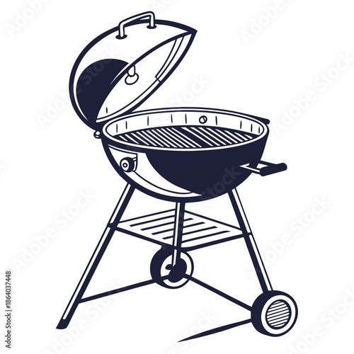 Open kettle grill ready for cooking