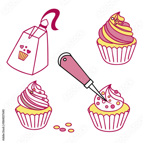 Cupcake decorating illustration