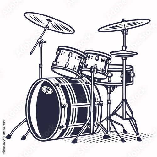 Detailed drum set illustration