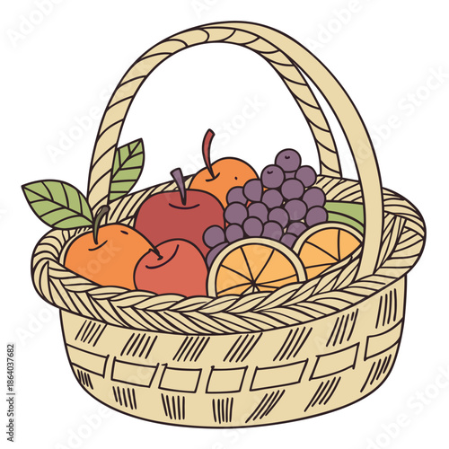Basket filled with assorted fruits
