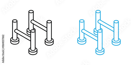 Modern industrial pipe structures. A unique design icon of pullup bars. A unique design icon of pullup bars.