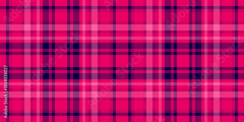 T-shirt seamless texture fabric, quilted tartan plaid pattern. Rest textile background vector check in pink and bright colors.