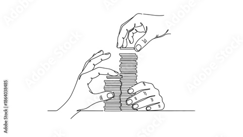 Hands carefully stacking coins symbolizing financial growth and investment.