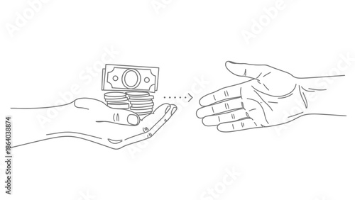 Hand giving money to another hand financial transaction concept 3.