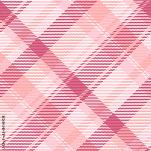 Drapery pattern plaid texture, gentle seamless check vector. Flow fabric textile background tartan in light and red colors.