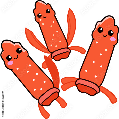 Three imitation crab sticks mid-air with crumbs and rosemary, dynamic food motion on white background.
