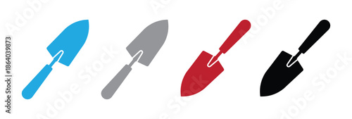 hand trowel icon. Colorful trowels in for gardening  construction. Trowel icon vector. construction trowel tool illustration icon. 