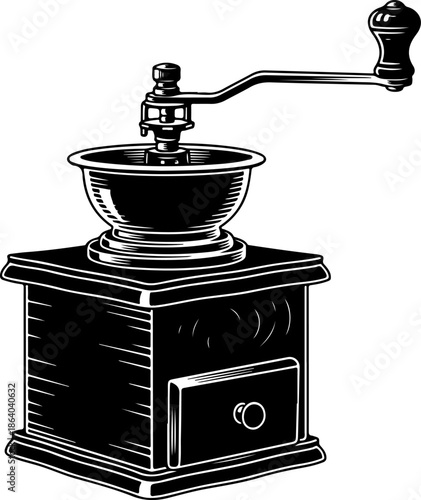 Vintage coffee grinder silhouette vector illustration