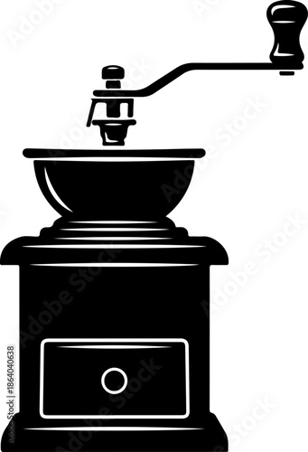 Vintage coffee grinder silhouette vector illustration