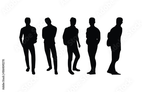 standing man silhouette in different types of  position with standing sideways easy to edit and use  standing sideways
