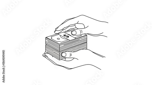 Hands holding a stack of money counting cash.