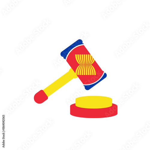 Asean Flag Court Justice Hammer In Icon