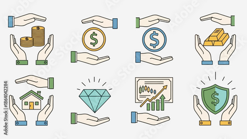 Hands Protecting Various Assets and Investments.