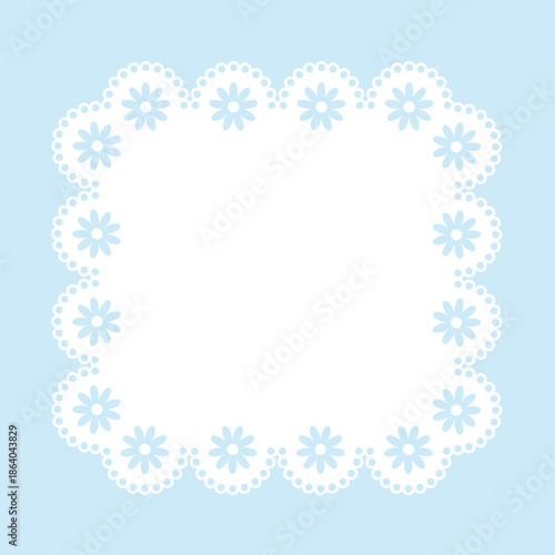 Simple white flower lace frame, rectangle tag, label
