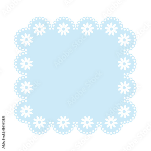 Simple blue flower lace frame, rectangle tag, label