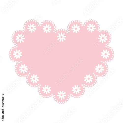 Simple pink flower lace frame, heart tag, label