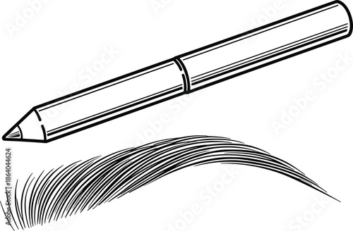 Cosmetic eyebrow pencil icon set featuring a makeup pencil and textured brow stroke for beauty and salon projects.