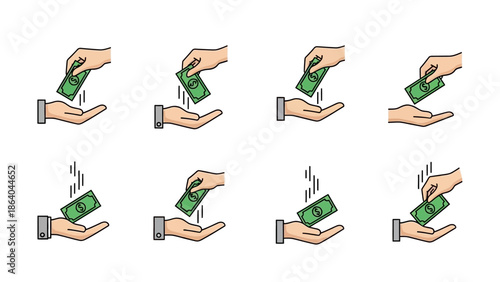 Hands giving and receiving money illustrating financial transactions and exchange.
