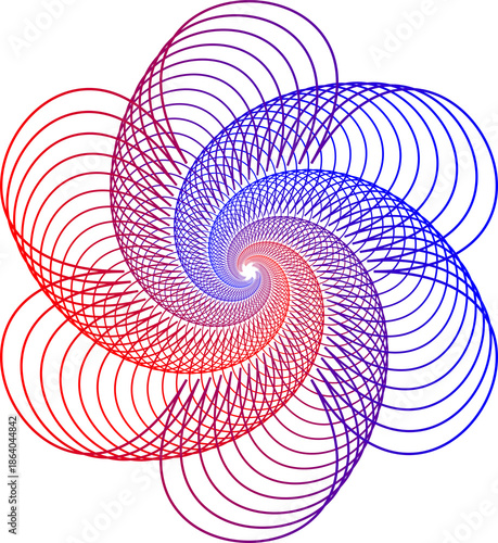 Abstract Colorful Geometric Spiral Pattern on Black Background