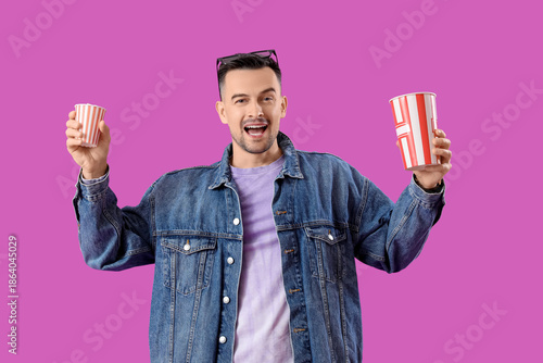 Happy young man with 3D gla...