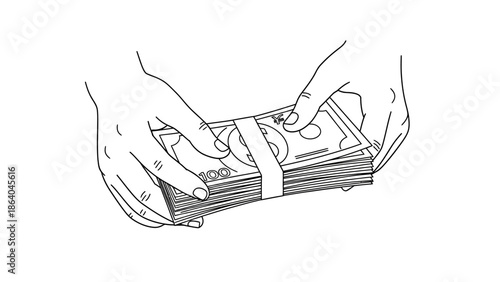 Hands holding a stack of money symbolizing financial transactions and wealth.