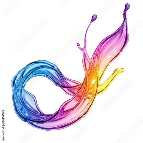 Colorful liquid swirl isolated on transparent background