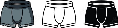 Boxer briefs silhouette & Outline and illustration set isolated on transparent background