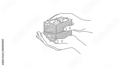 Hands holding a large stack of money symbolizing financial security and wealth.
