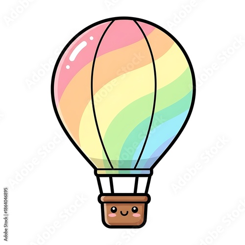 Colorful cartoon hot air balloon flying.