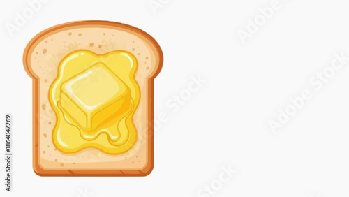 Slice of toast with melting butter on top