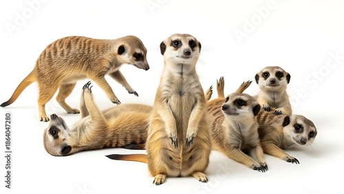 Playful meerkats in various poses