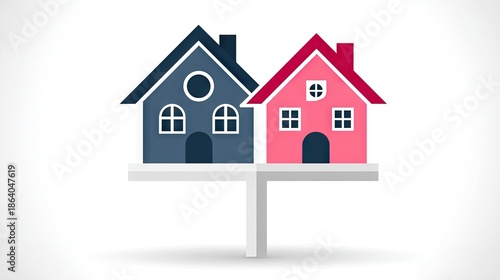 Colorful houses on a shelf real estate and home ownership concept
