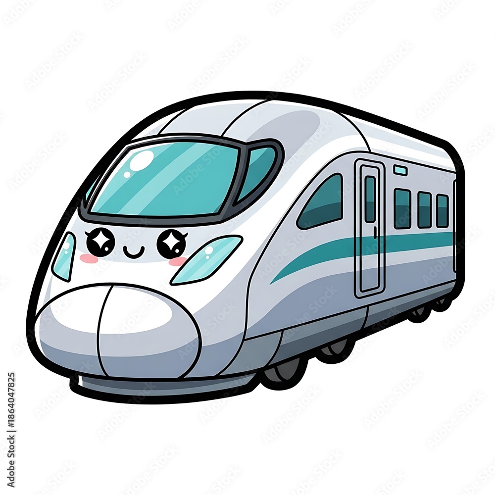 Obraz premium Cartoon train with smiling face.