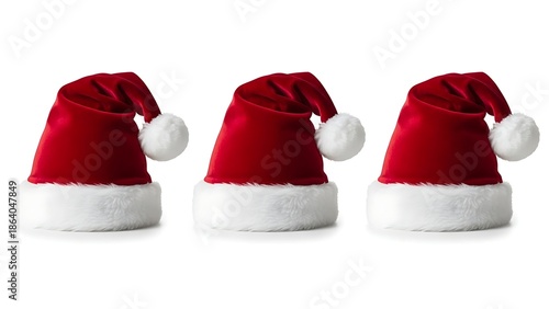 Three santa claus hats