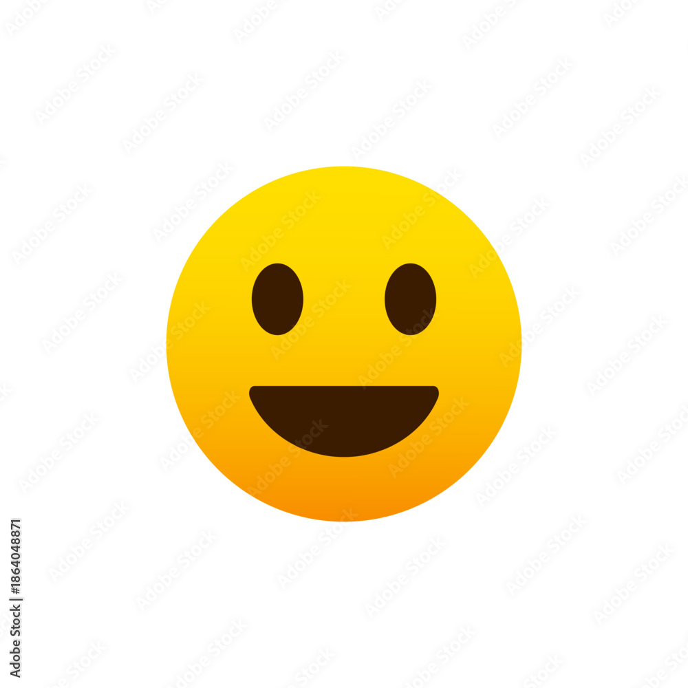 Fototapeta premium Happy face icon in flat design. Smiling emoji symbol. Positive emotion sign