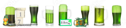 Set of fresh green beer on ...