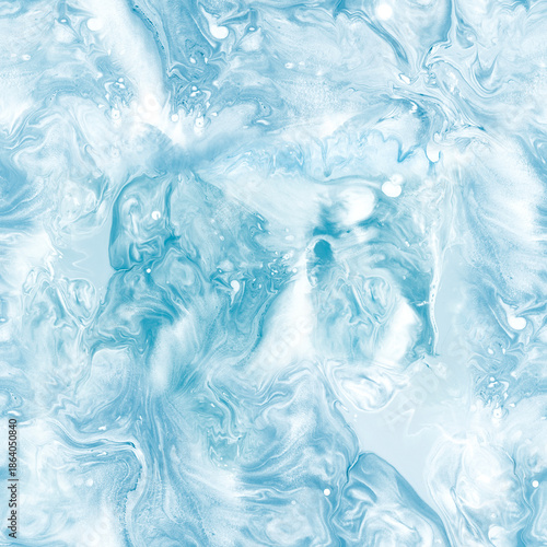 Seamless pattern, abstract blue original painting. Hand drawn, impressionism style, marble texture, brush strokes of paint, art background
