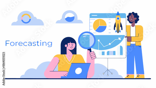 Data analysis and forecasting with team collaboration charts and digital tools