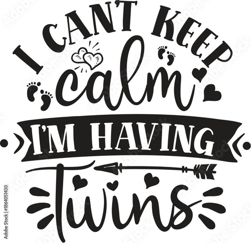 Twins Pregnancy Announcement Typography