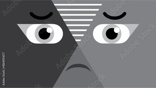 Human emotion concept vector illustration with an expressive face icon in a minimal flat style and solid colors, psychology and mental health design trend for 2026.