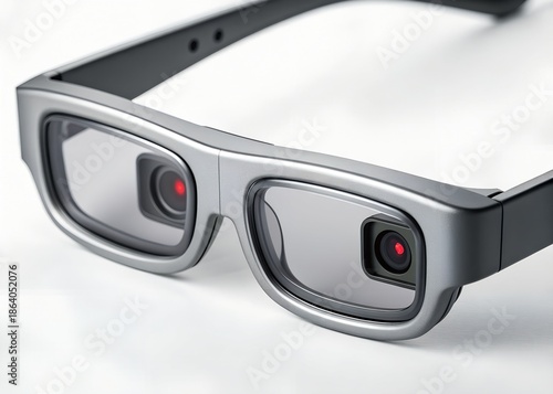 close up of smart augmented reality ar glasses with cameras