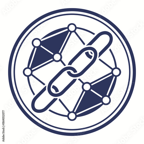 Blockchain Crypto Logo Vector with Digital Chain Symbol for Fintech Branding and Cryptocurrency Identity in a Minimal Flat Style