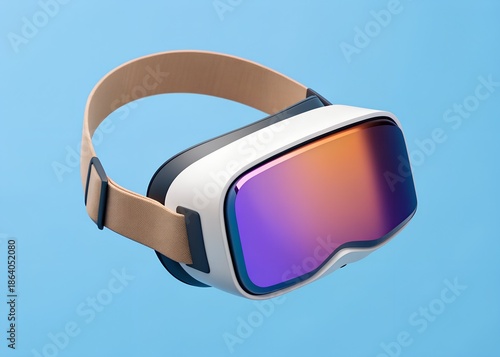 futuristic 3d white vr headset virtual reality goggles