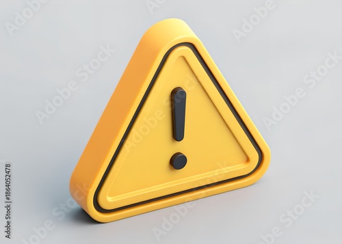 3d isometric yellow warning triangle exclamation mark icon