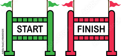 Start & Finish Line Icons | Race Gates, Competition Milestones, Sport Event Graphics & Minimalist Design Elements